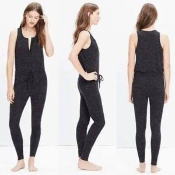 Madewell Jumpsuit Women S  Sleepover Romper Knit Heathered Charcoal Grey - Picture 1 of 8
